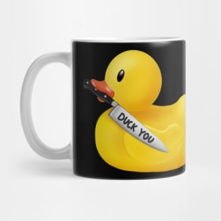 Rubber duck  with knife ,duck you Mug